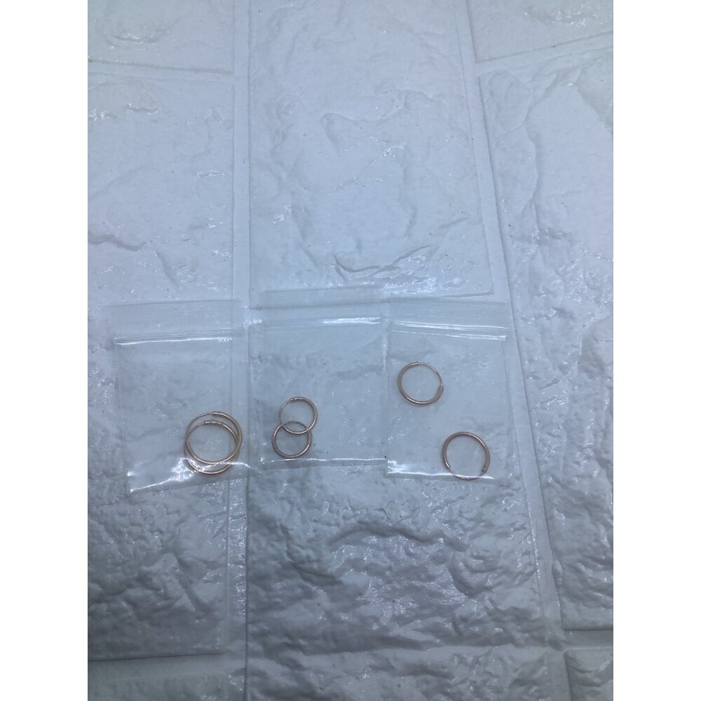 3 Pairs Rose Gold Plated Sterling Silver Hoop Earrings Cartilage Nose Lip Unisex